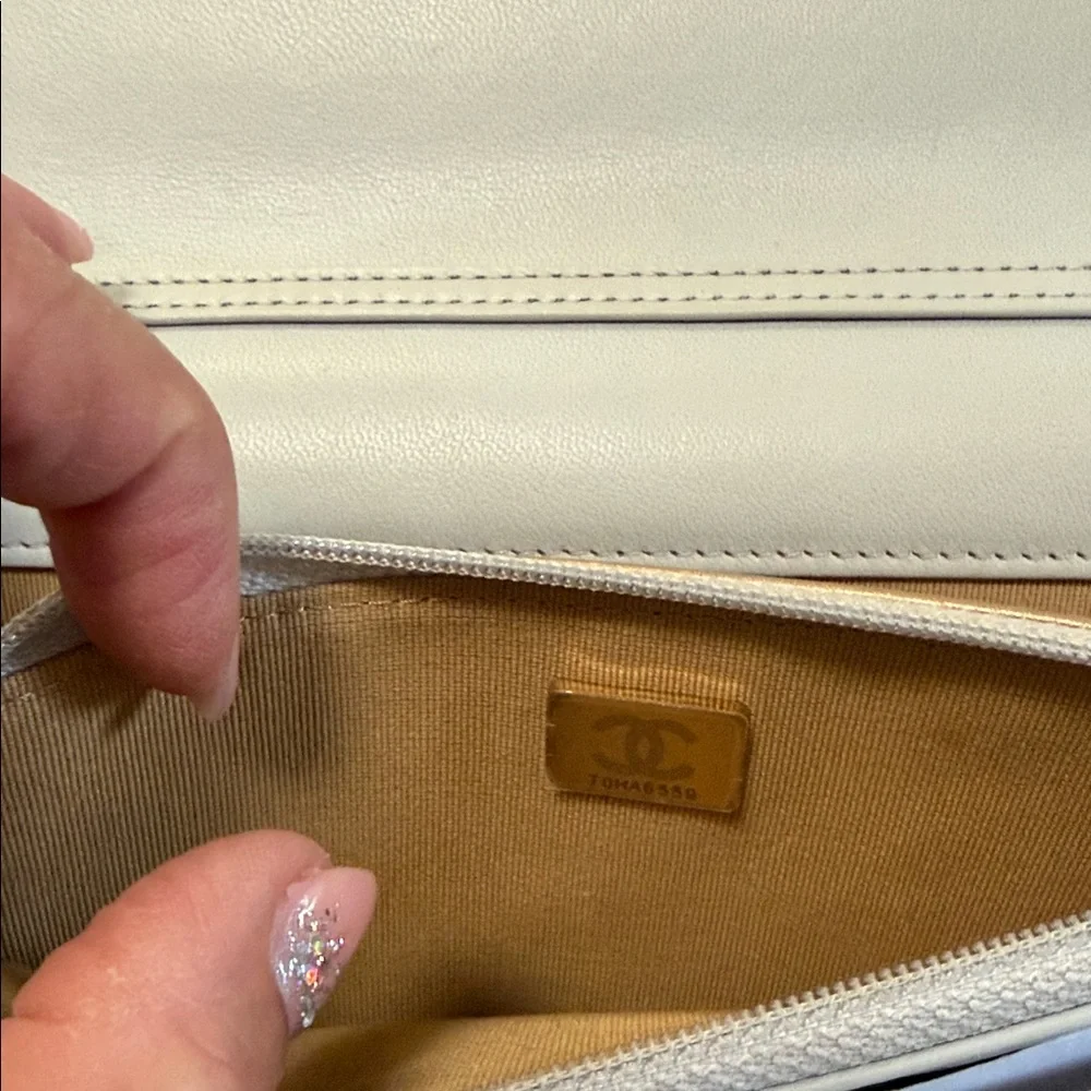Chanel Light Blue Quilted Crossbody Bag with Gold Accents - Picture 6 of 6